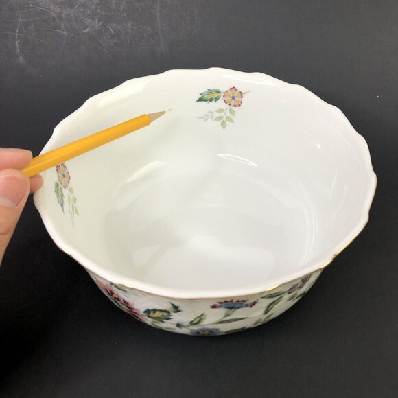 Andrea by Sadek Japan Round Serving Soup Bowl Floral Embossed Gold Trim Cottage - Picture 6 of 10